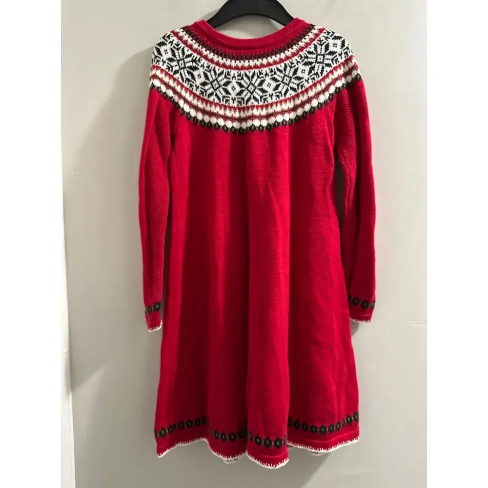Hanna Andersson Red fair isle Sweater dress‎ size US 10